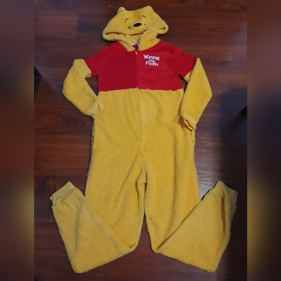 Disney Other - Disney Winnie the Pooh Adult Small/medium Hooded Zip Costume One Piece Pajamas